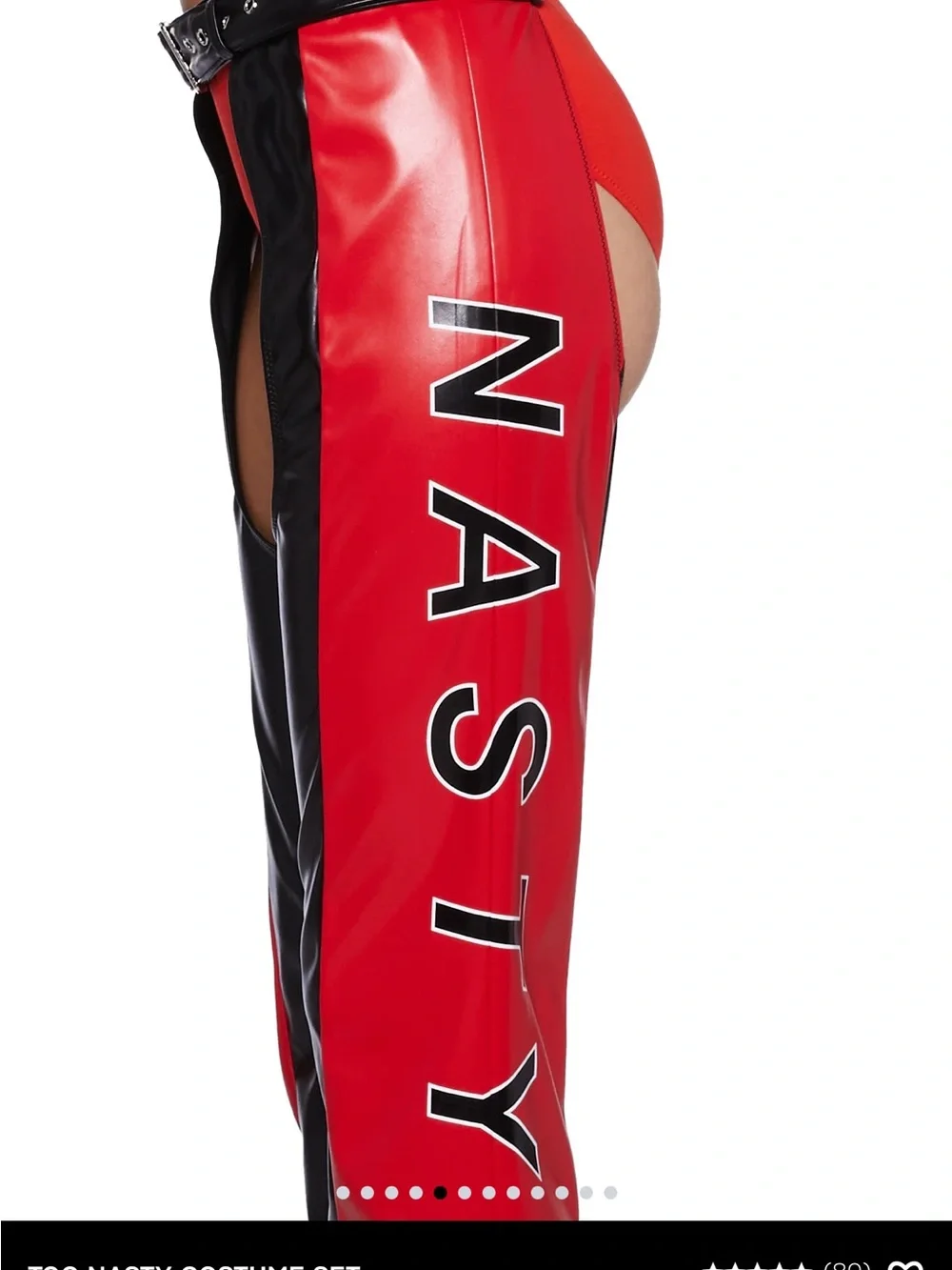 Red & Black Wide-Leg Faux Leather Chaps - Women's Statement Pants